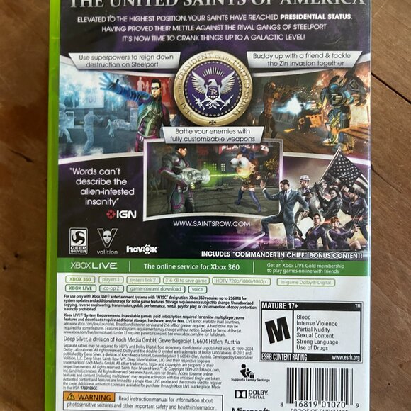 xbox360 game, Saints Row IV, Commander in Chief Edition - Picture 2 of 2